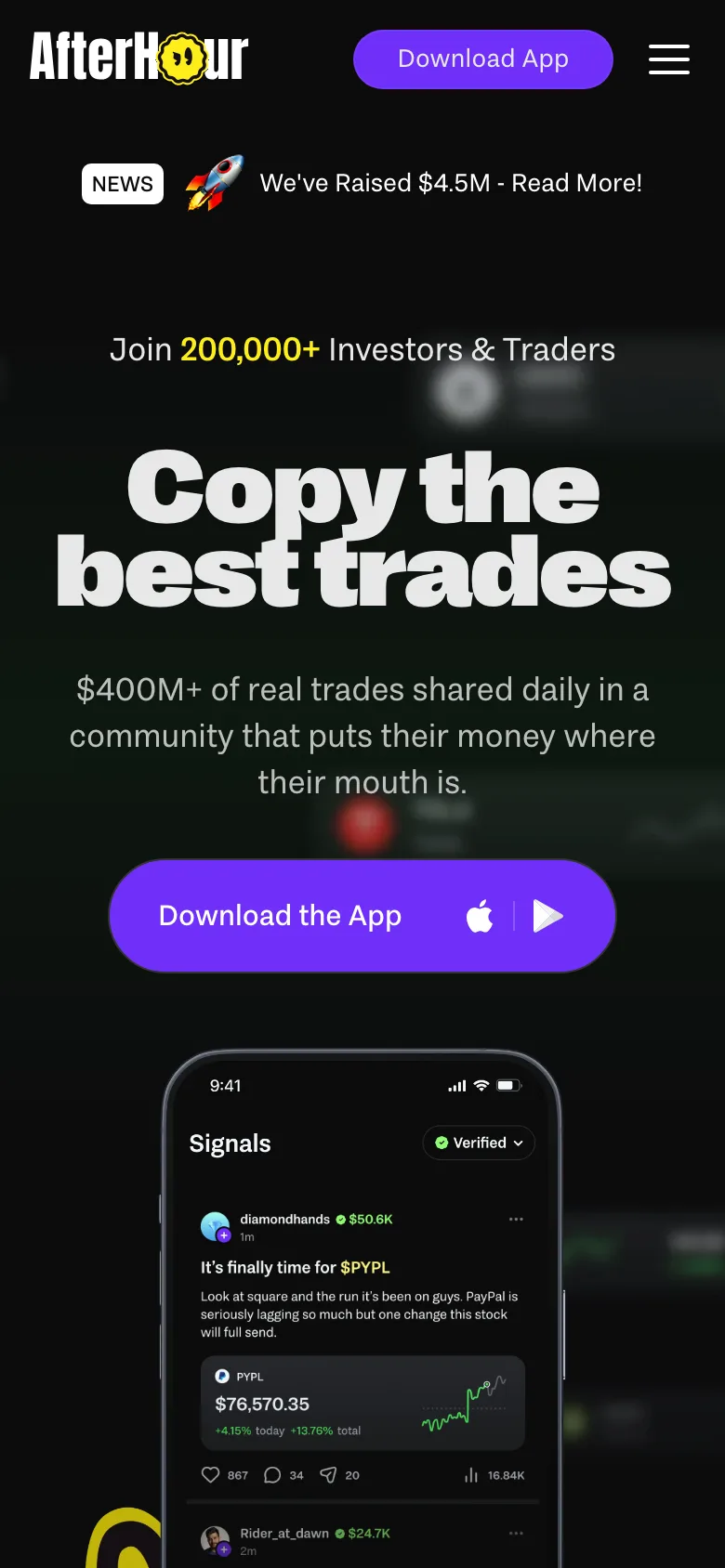 afterhour.com — Mobile
