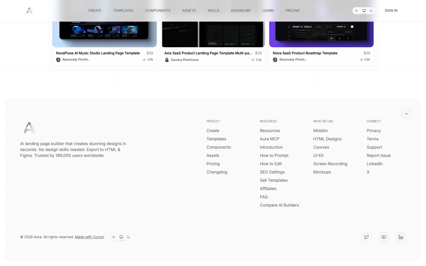 aurachat.io — Footer