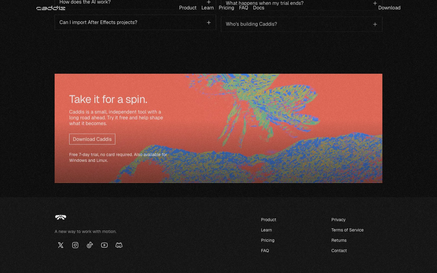 caddis.app — Footer