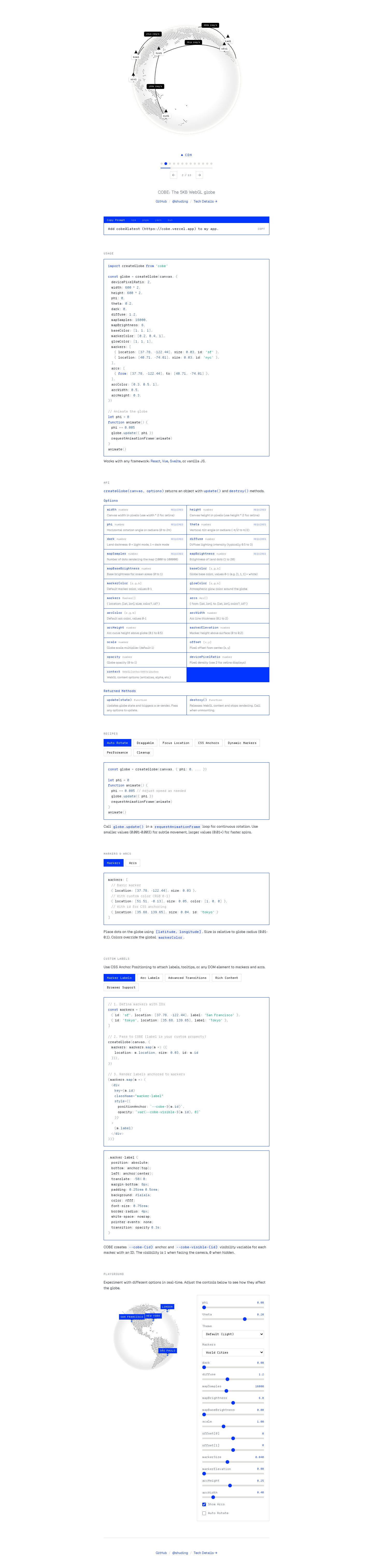 cobe.vercel.app — the captured page