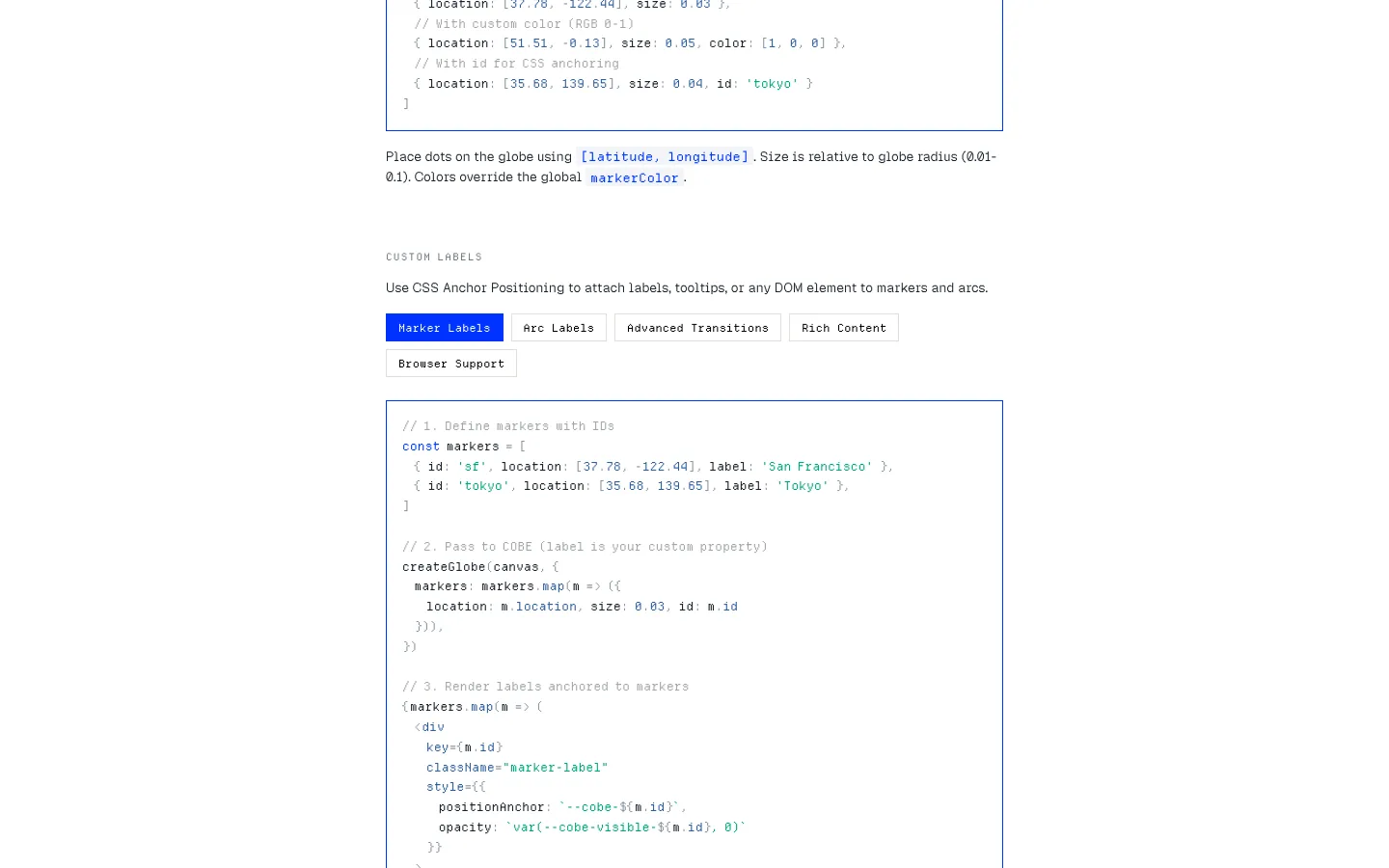 cobe.vercel.app — Section 2