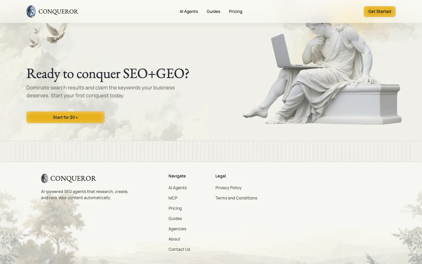 conquerorapp.com — Footer