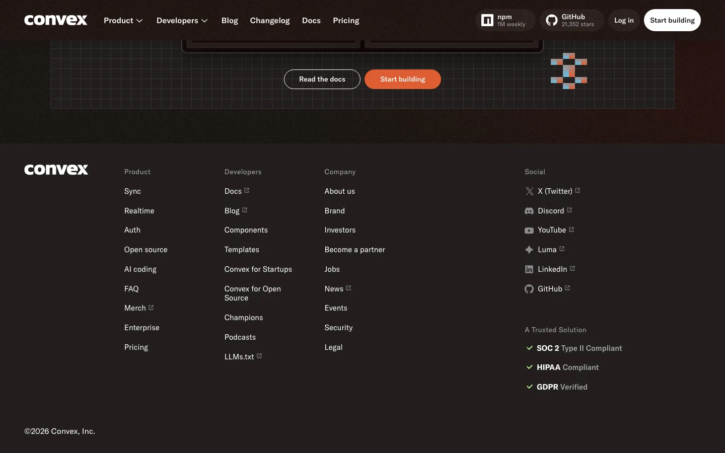 convex.dev — Footer