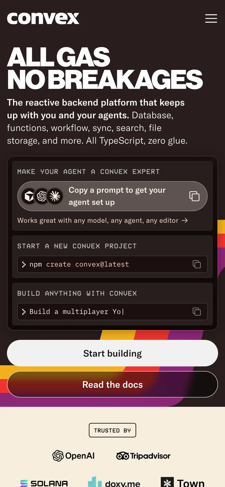 convex.dev — Mobile