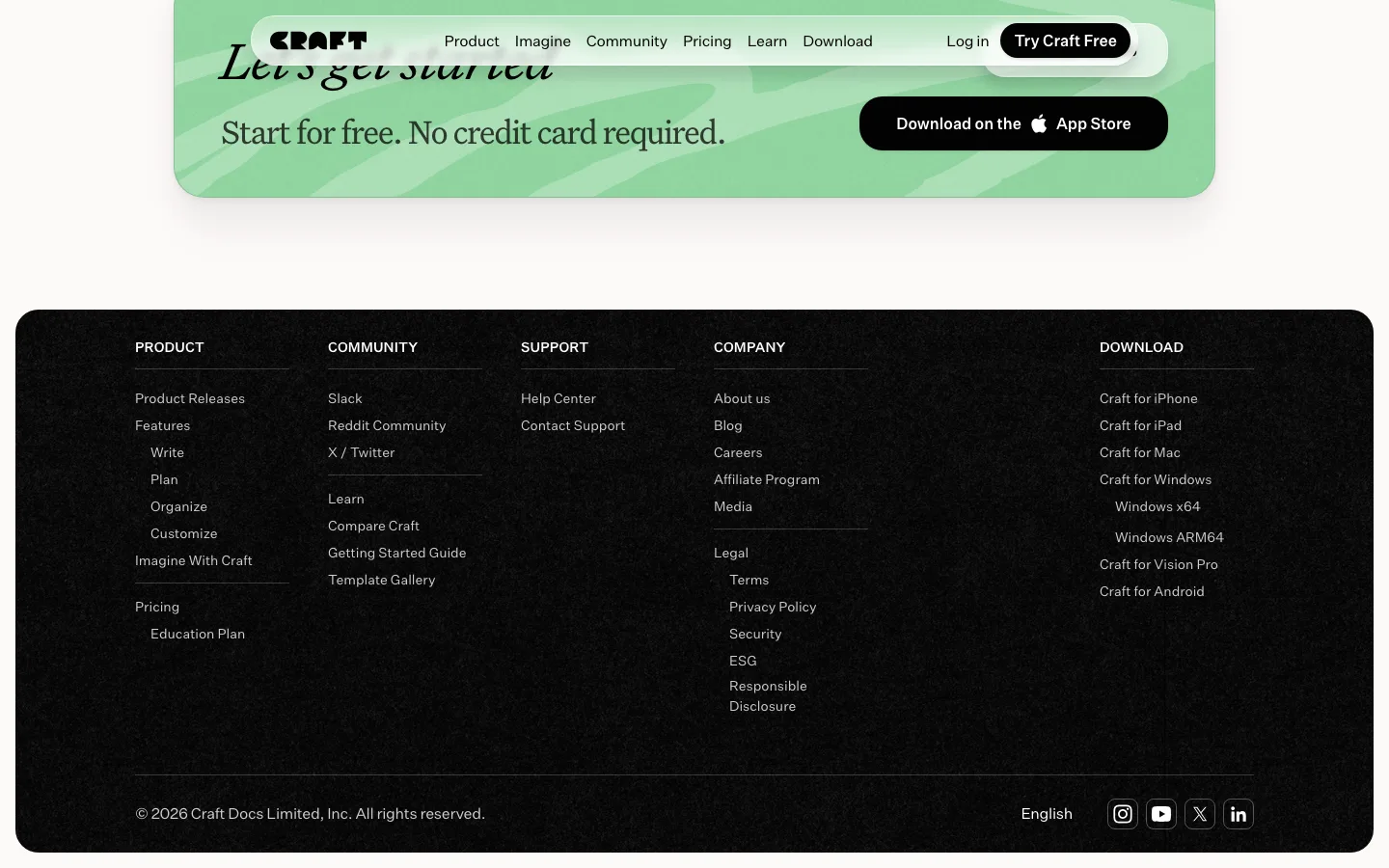 craft.do — Footer