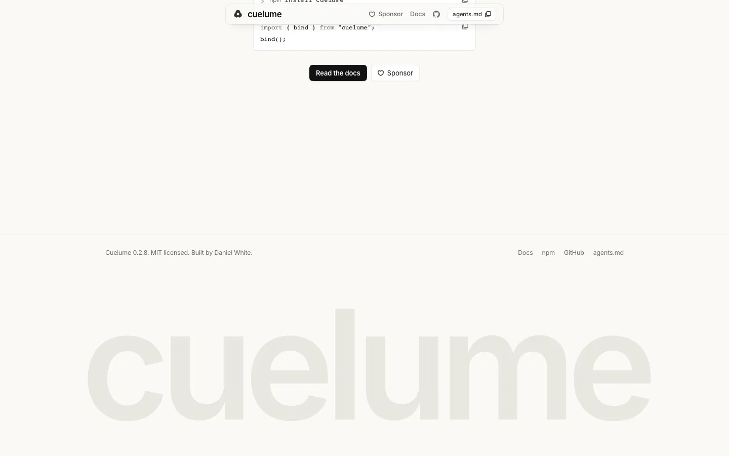 cuelume.dev — Footer