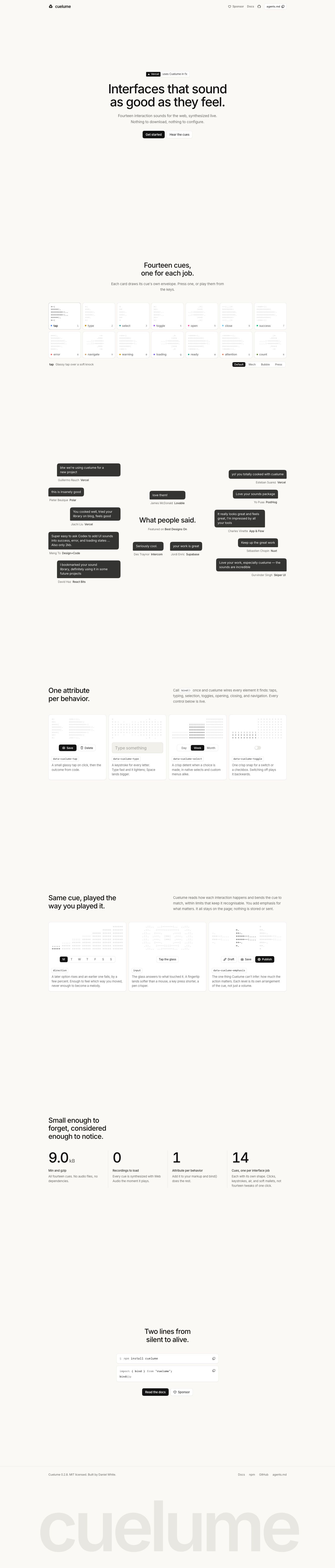 cuelume.dev — the captured page