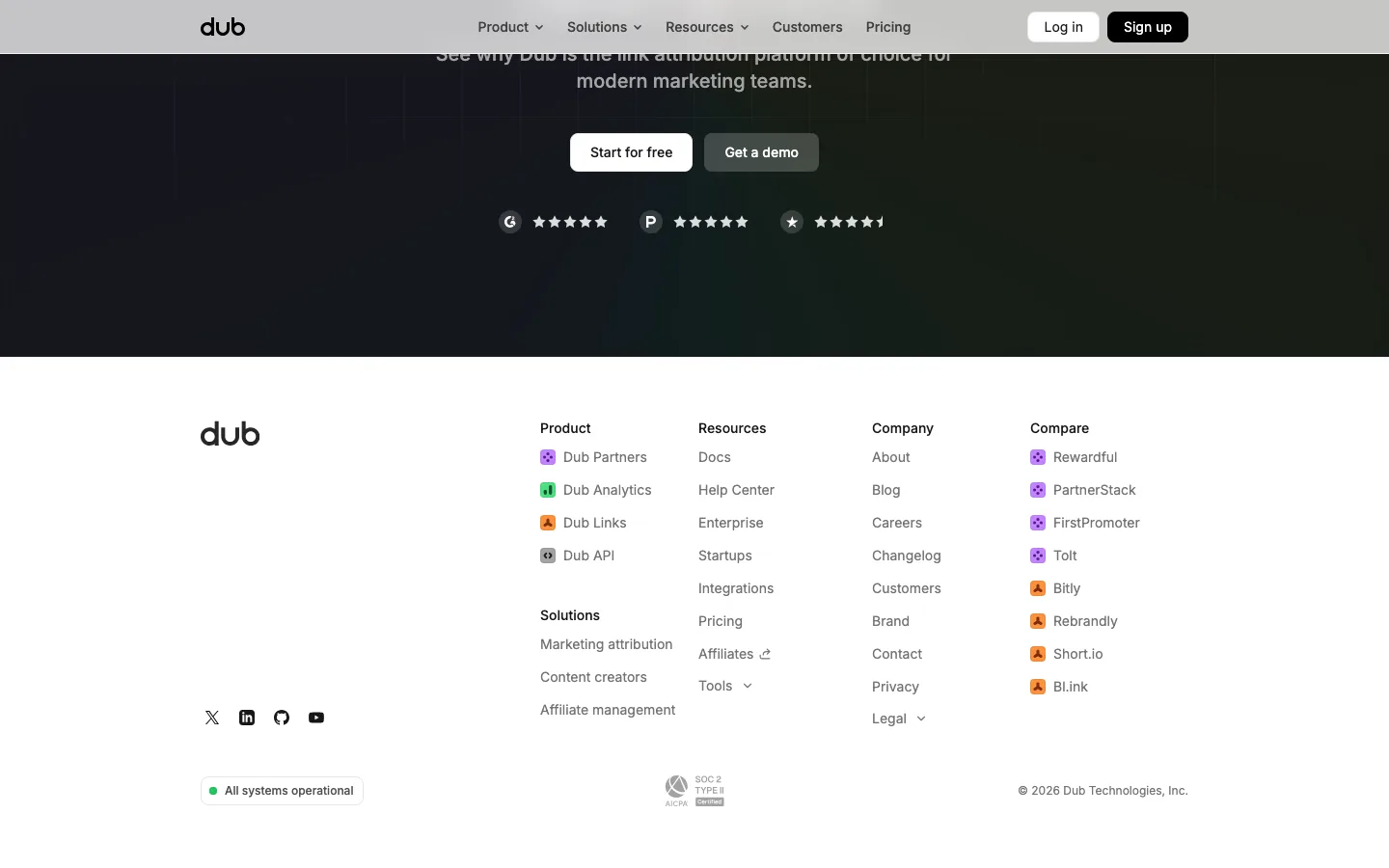 dub.co — Footer