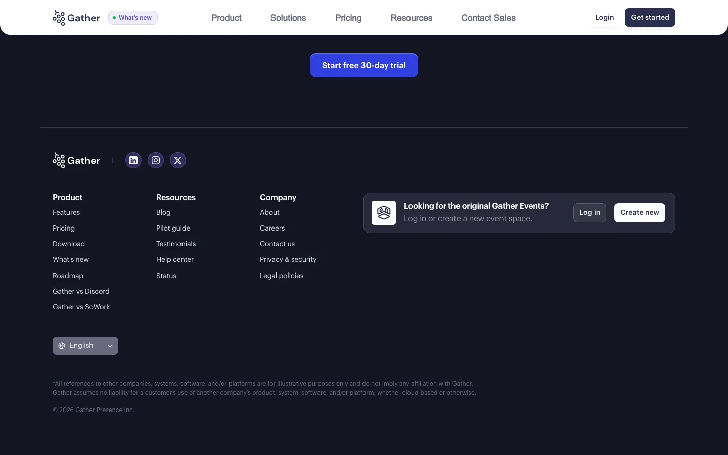gather.town — Footer