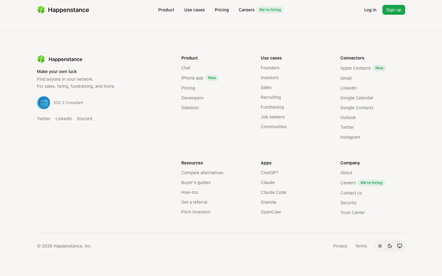 happenstance.ai — Footer