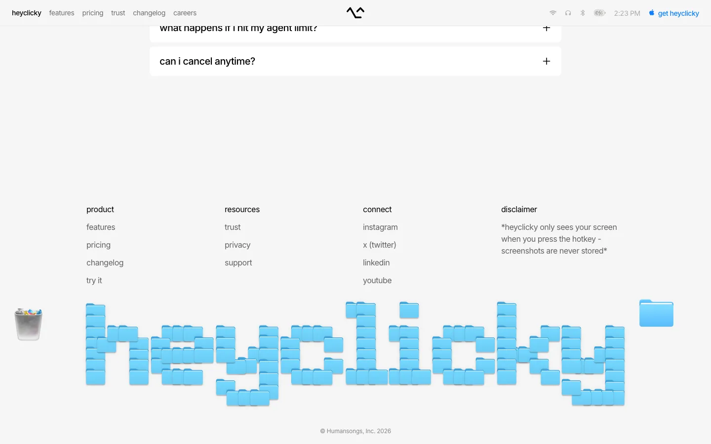 heyclicky.com — Footer