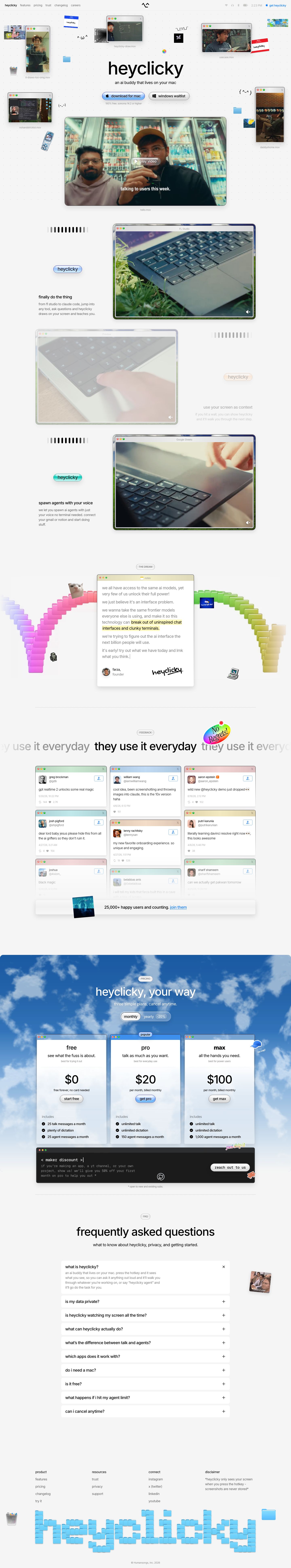 heyclicky.com — the captured page