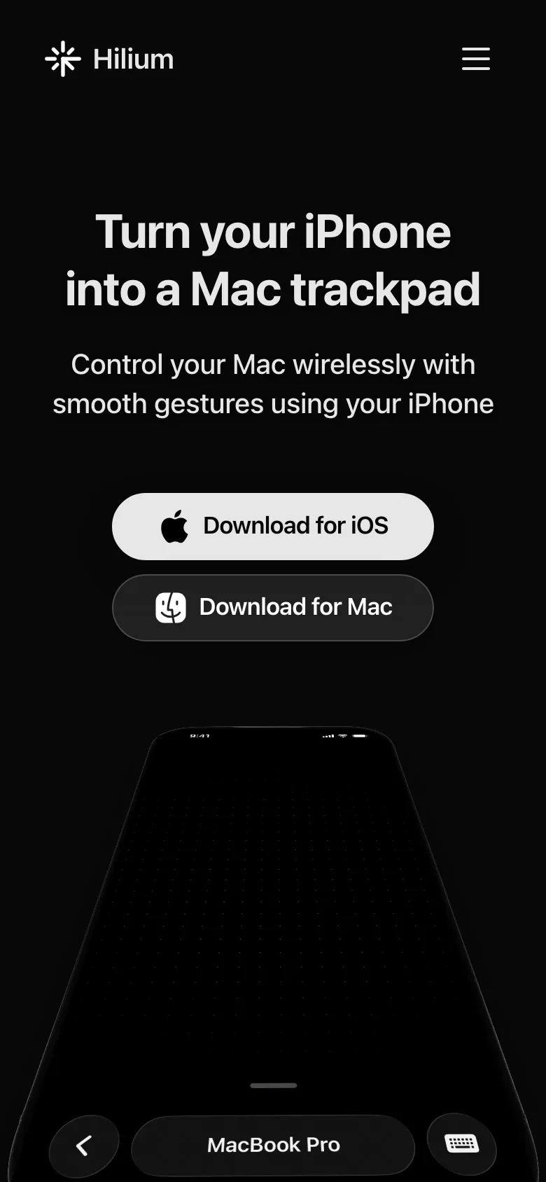 hilium.app — Mobile