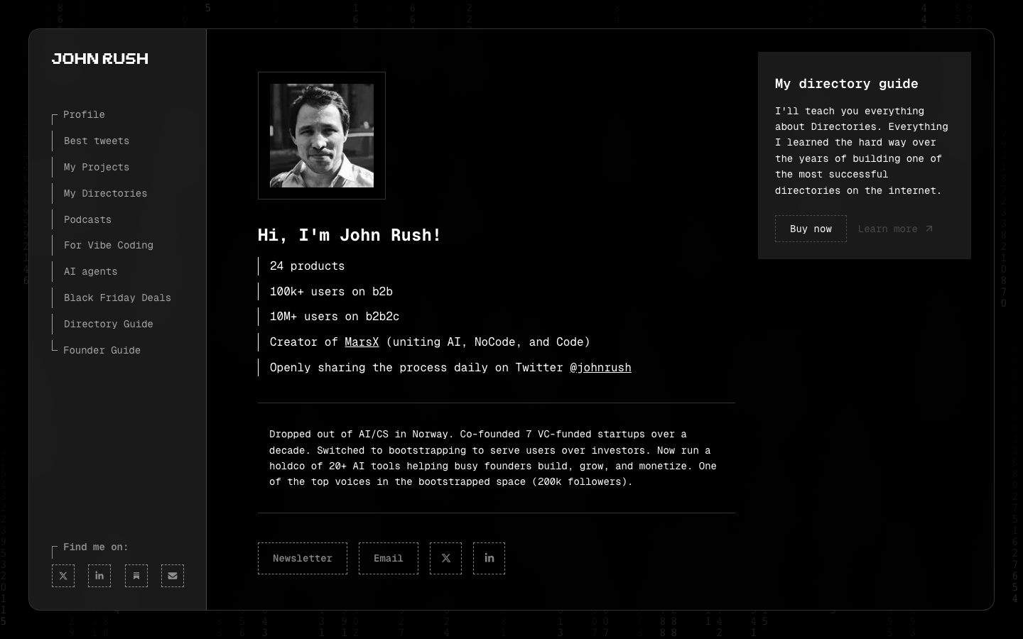 johnrush.me — the captured page