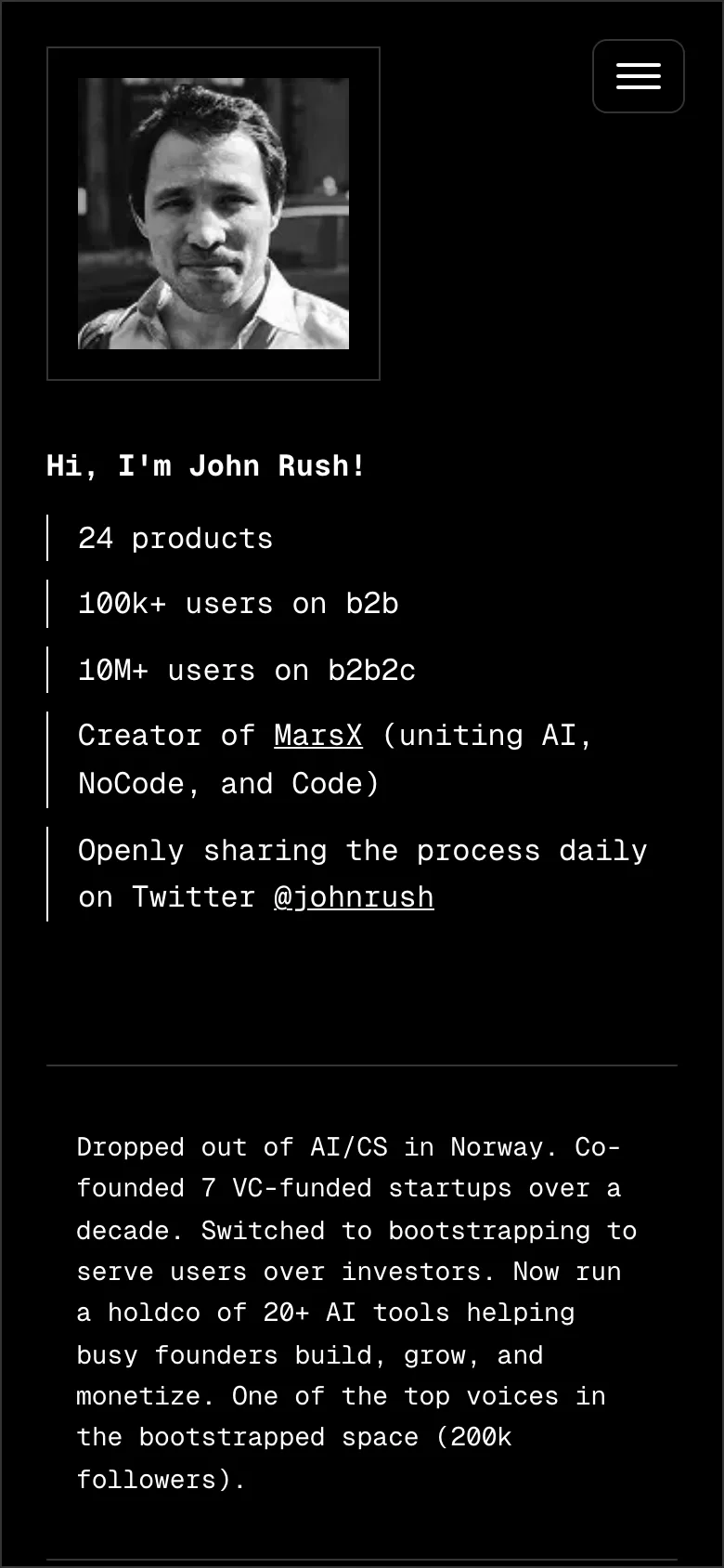 johnrush.me — Mobile