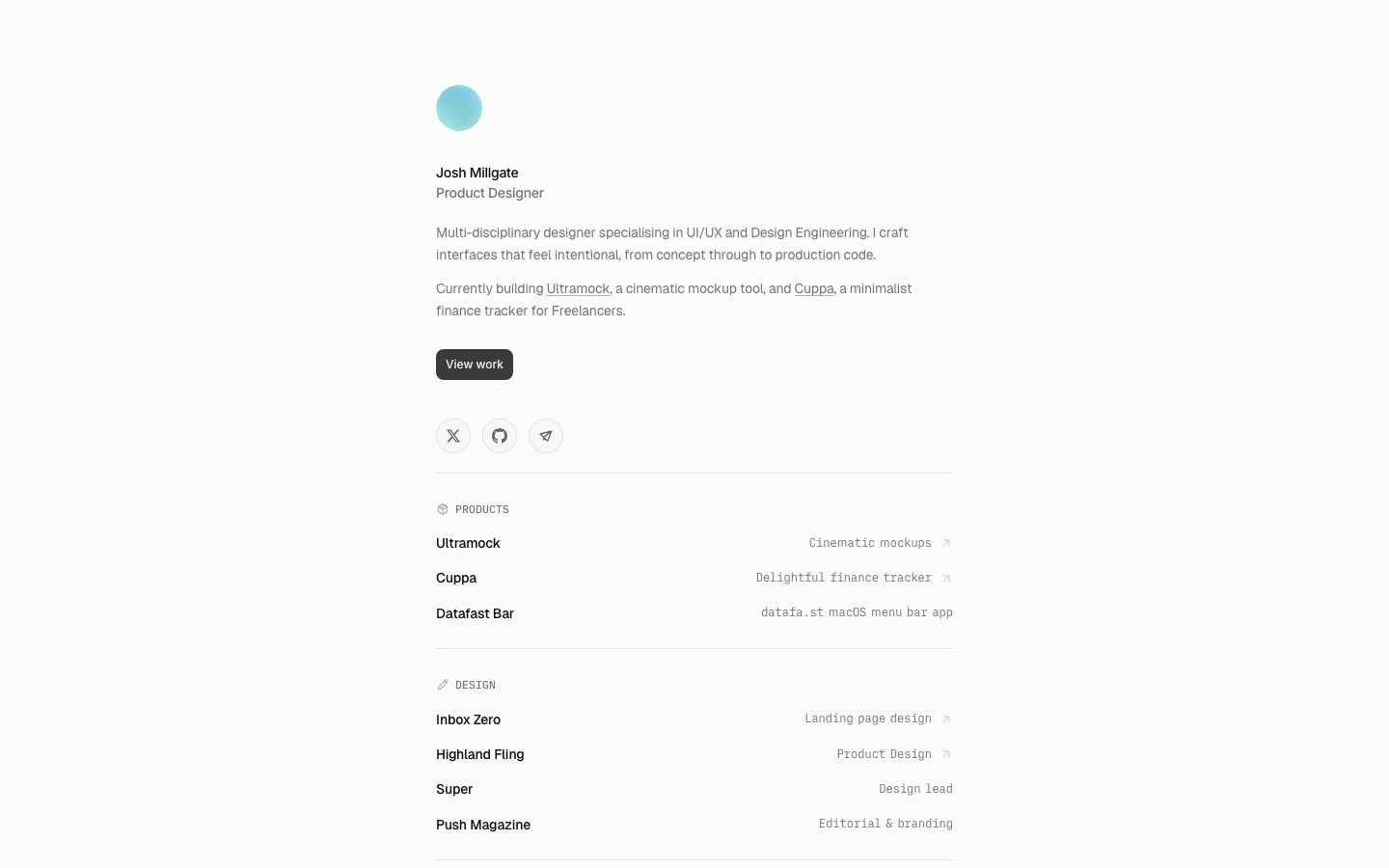 joshmillgate.co.uk — Hero