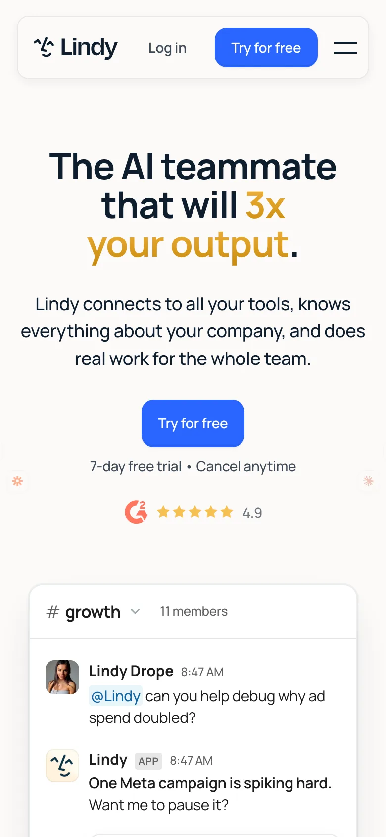 lindy.ai — Mobile