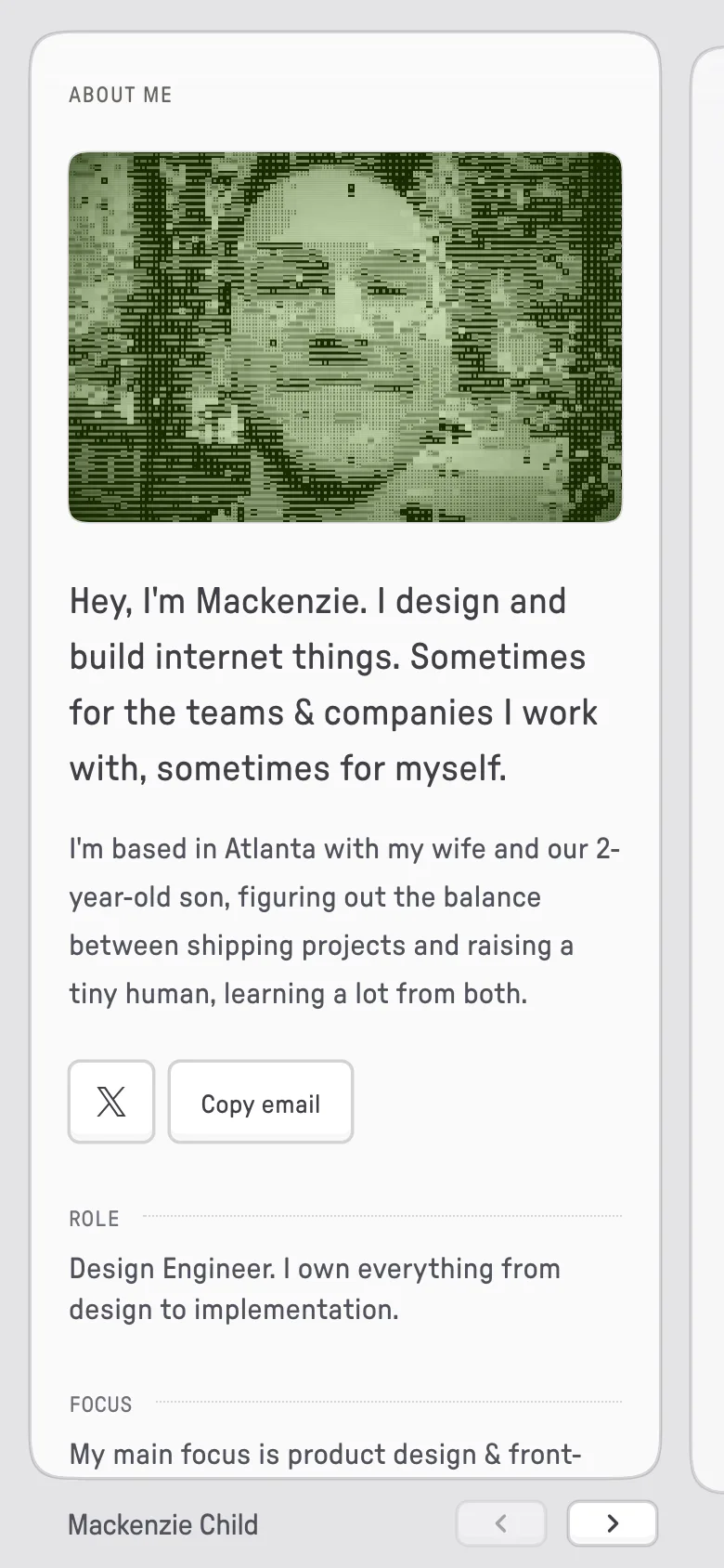 mackenziechild.me — Mobile