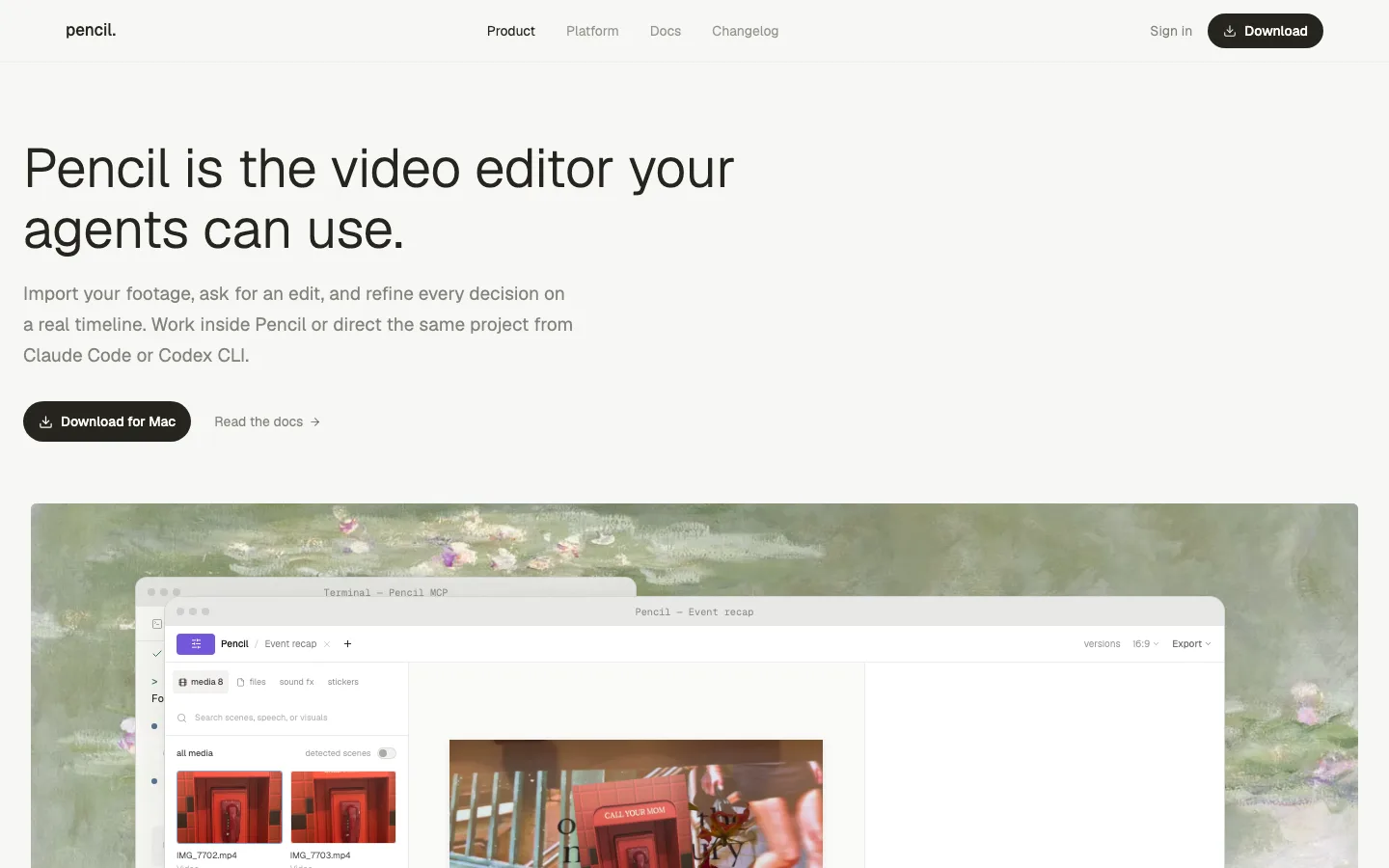 pencil.video — Hero