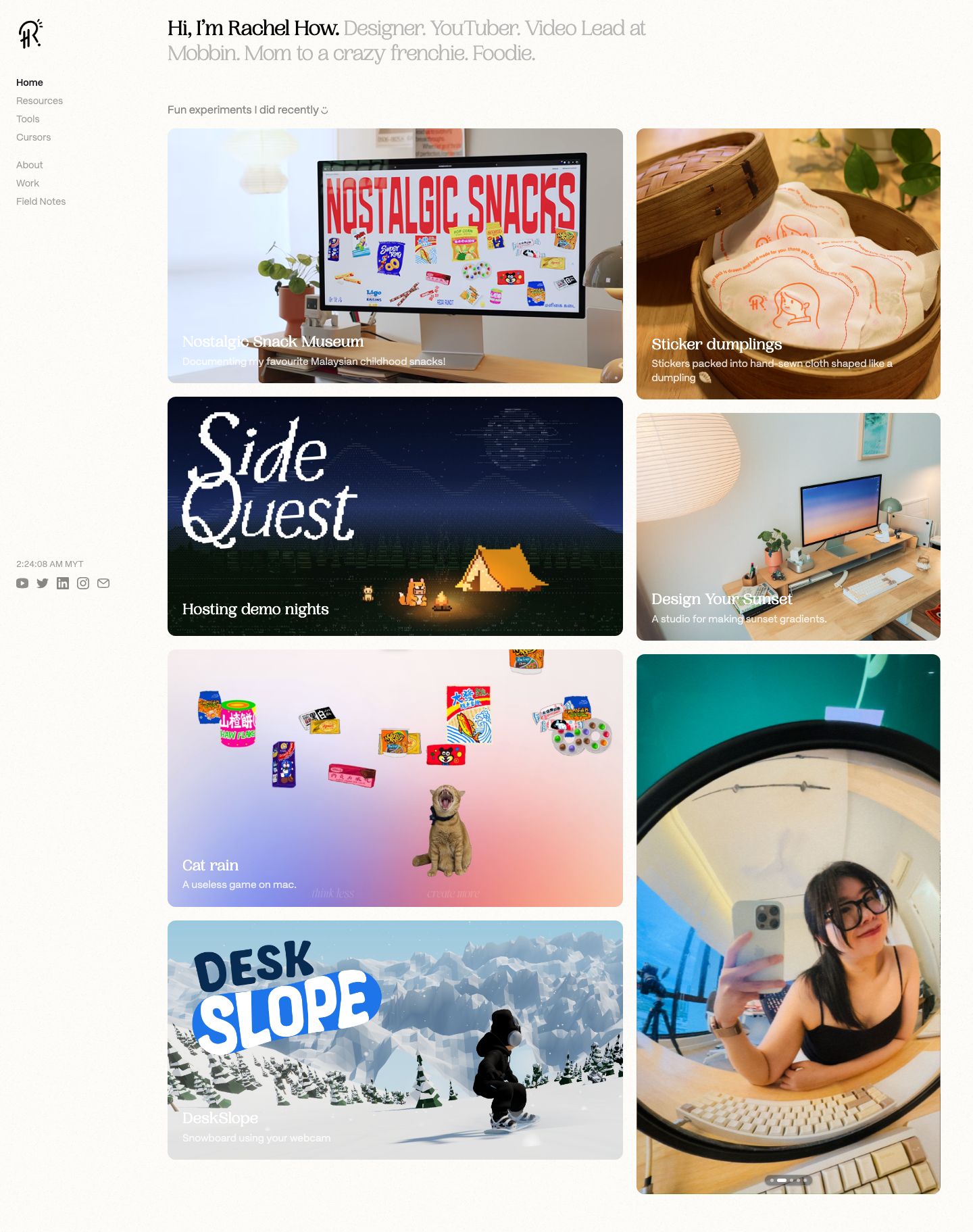 rachelhow.com — the captured page