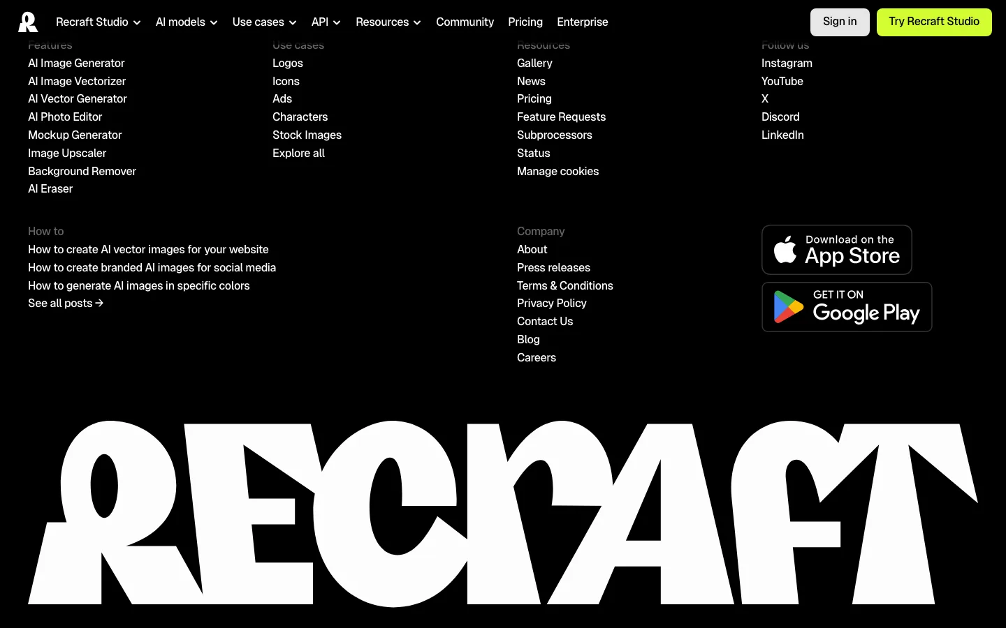 recraft.ai — Footer