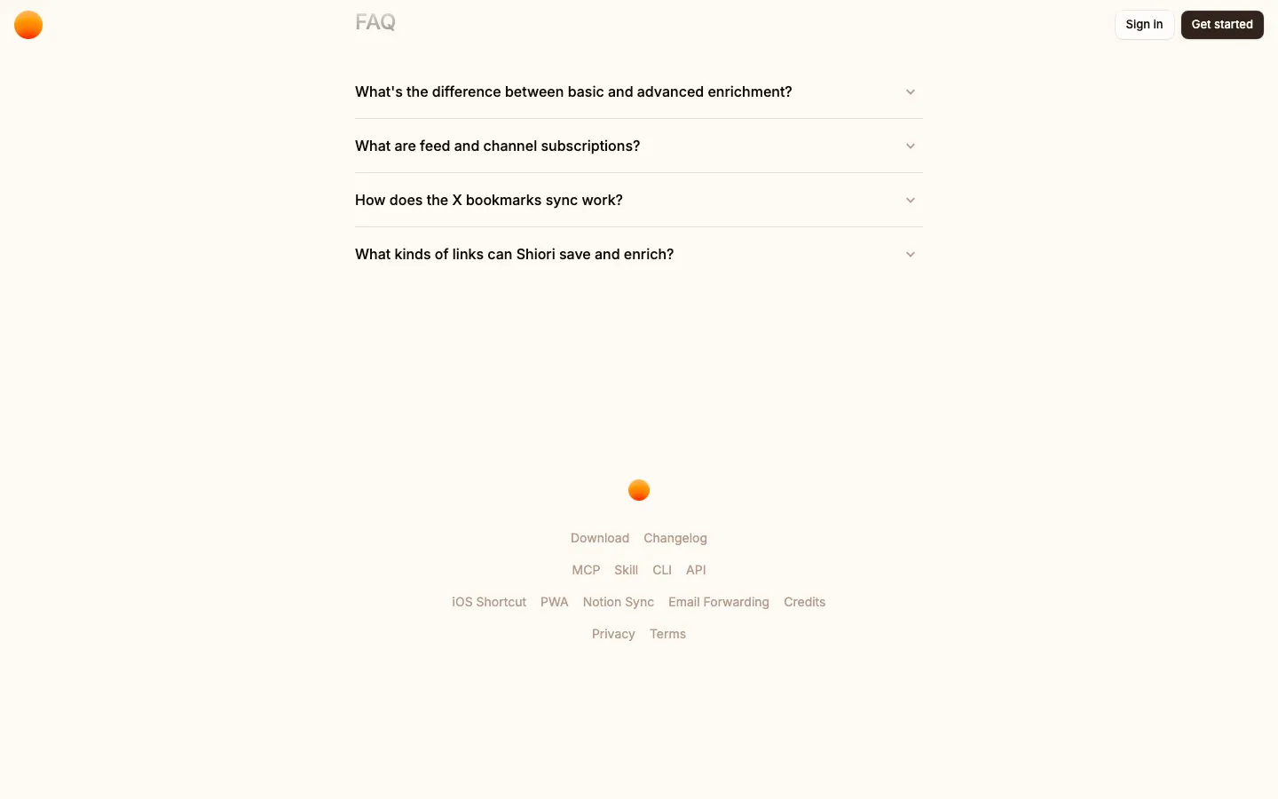 shiori.sh — Footer