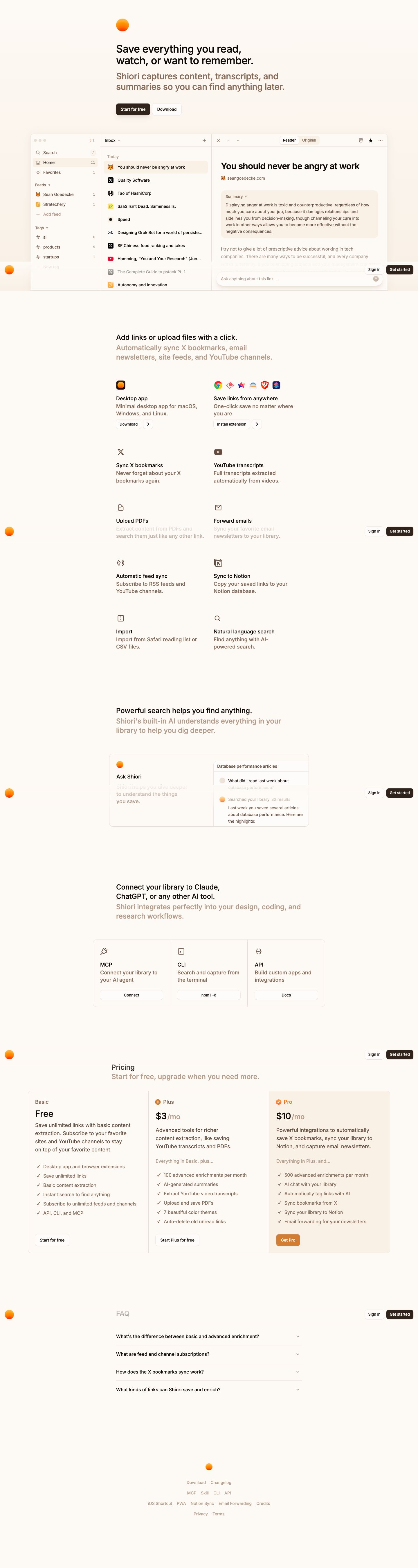 shiori.sh — the captured page