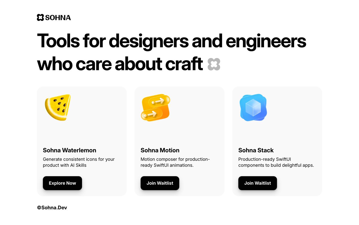 sohna.dev — the captured page