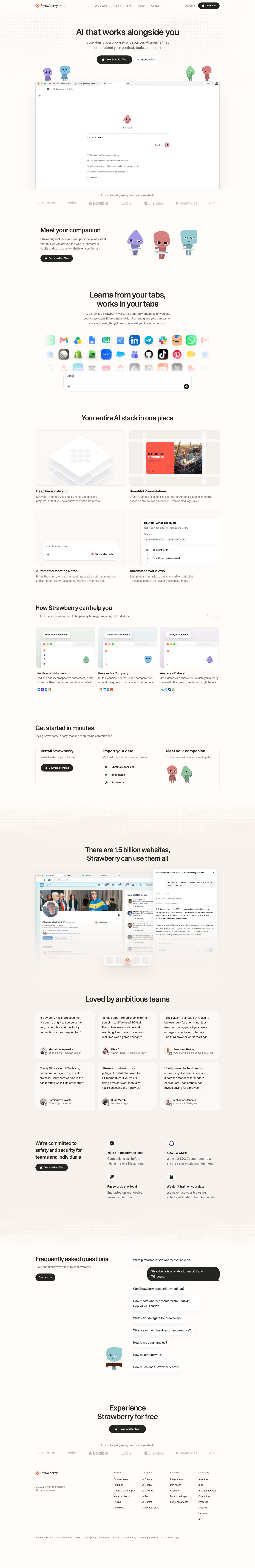 strawberrybrowser.com — the captured page