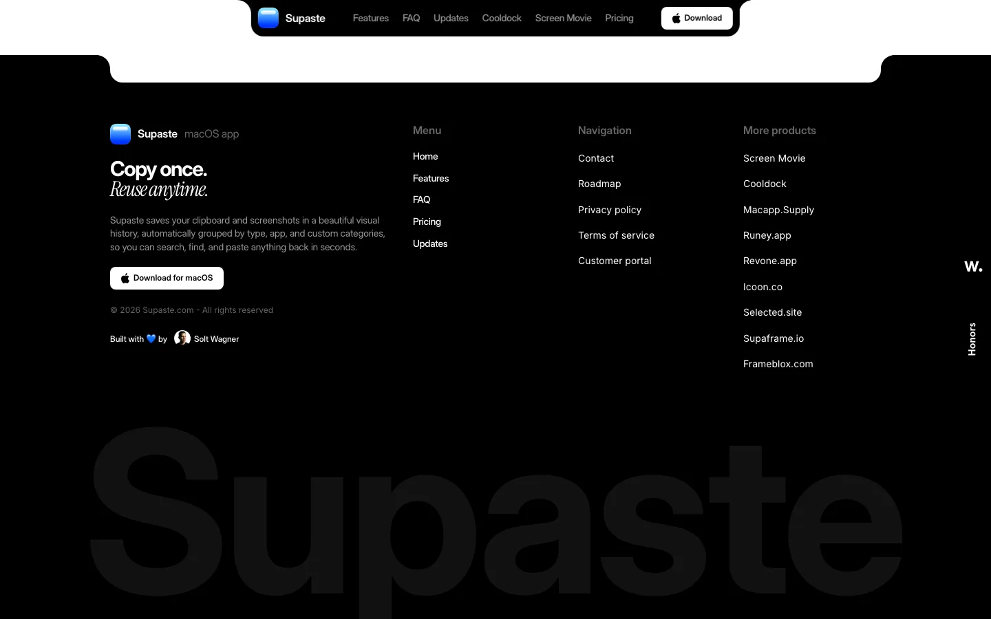supaste.com — Footer