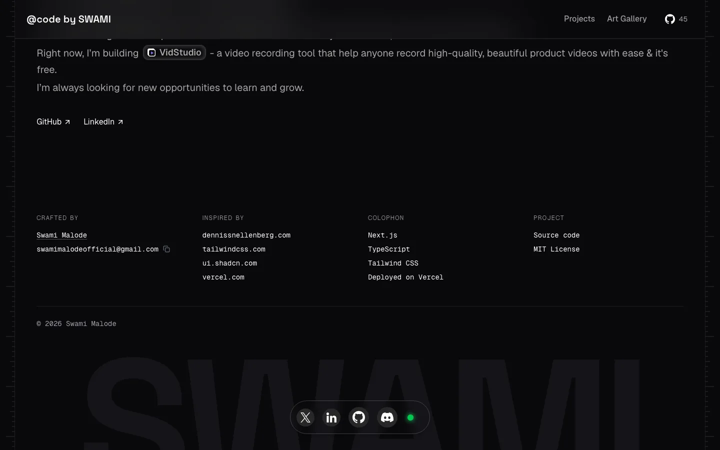 swamii.me — Footer