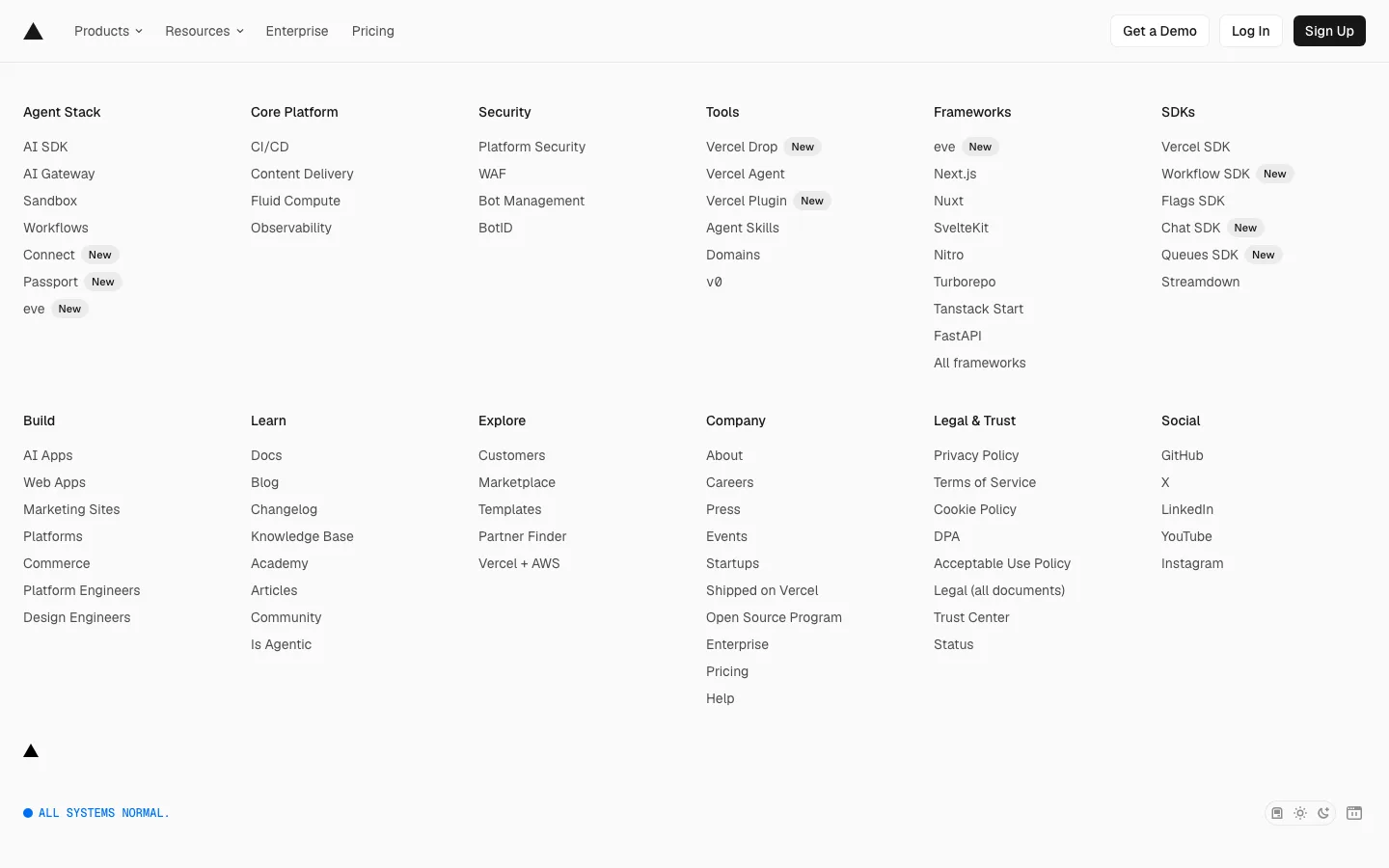 vercel.com — Footer