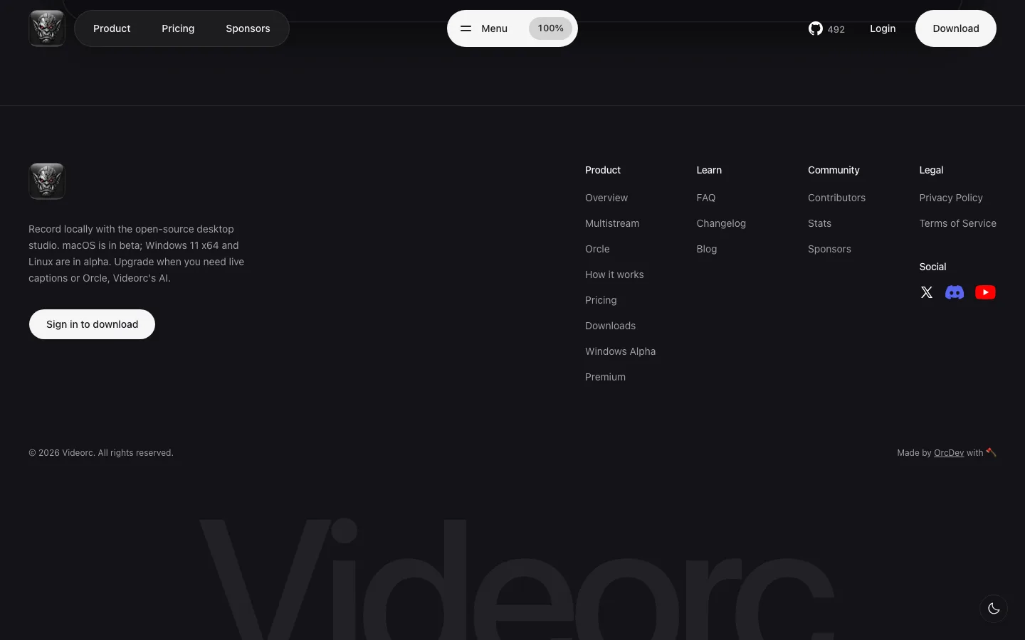 videorc.com — Footer